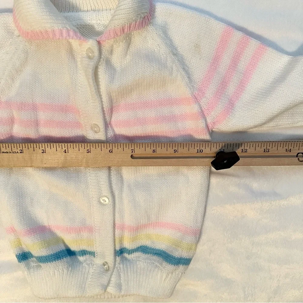 Vintage Hand Knit 2pc Outfit Cardigan Sweater & Pants Girls Toddler 2T stripe